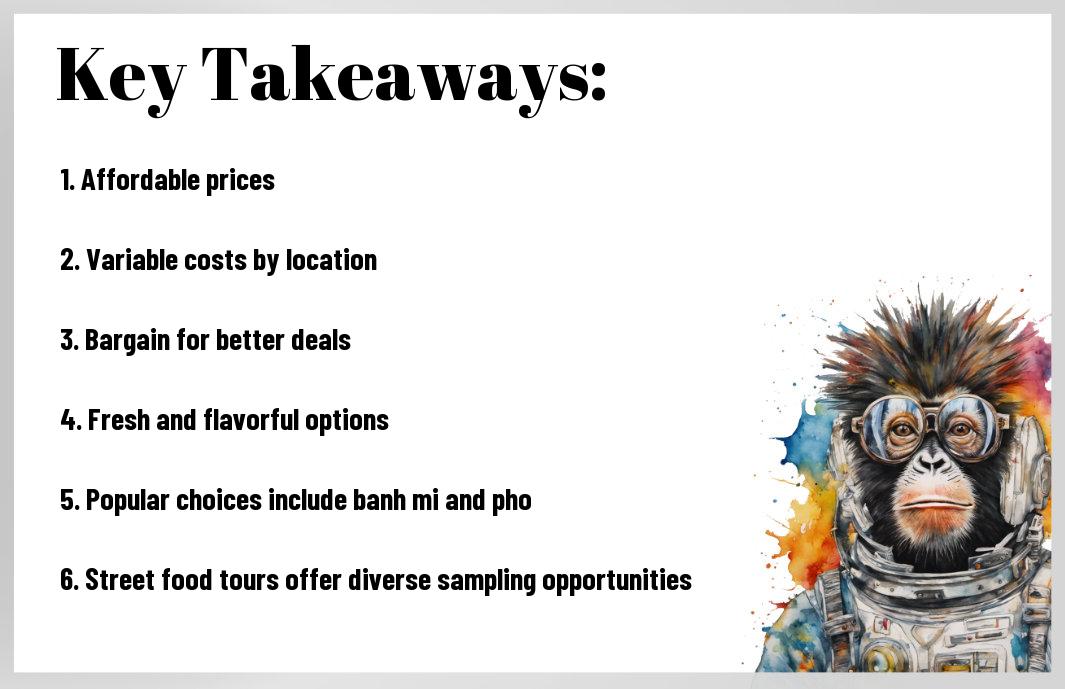 A slide with a list of "key takeaways" related to pho, Vietnam's renowned street food, alongside an artistic depiction of a monkey wearing glasses.